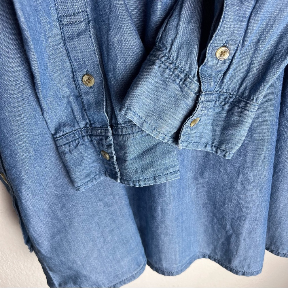 Melrose and Market Washed Denim Button-Up Shirt in Blue - Picture 7 of 9